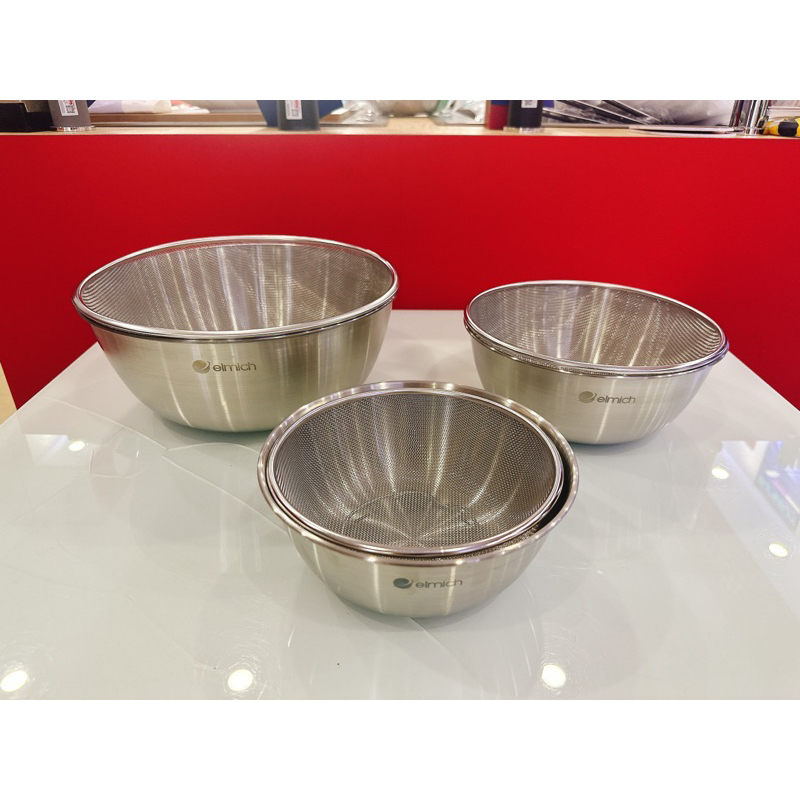 Bộ tô kèm rổ inox Elmich size 19cm, 22cm, 28cm rổ vo gạo elmich ...