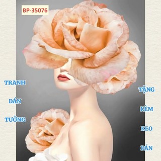 Tranh cô gái trang trí spa trang trí quán cà phê trà sữa tranh 3D dán tường in trên chất liệu vải lụa (tặng kèm keo dán)