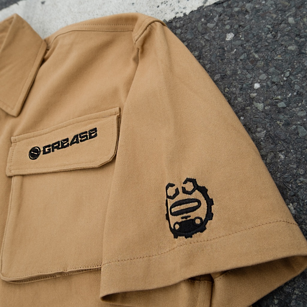Áo Sơ Mi Nam Nữ Unisex Form To Oversized Kaki Hình Thêu Robot Grease & Crocodile Rogue