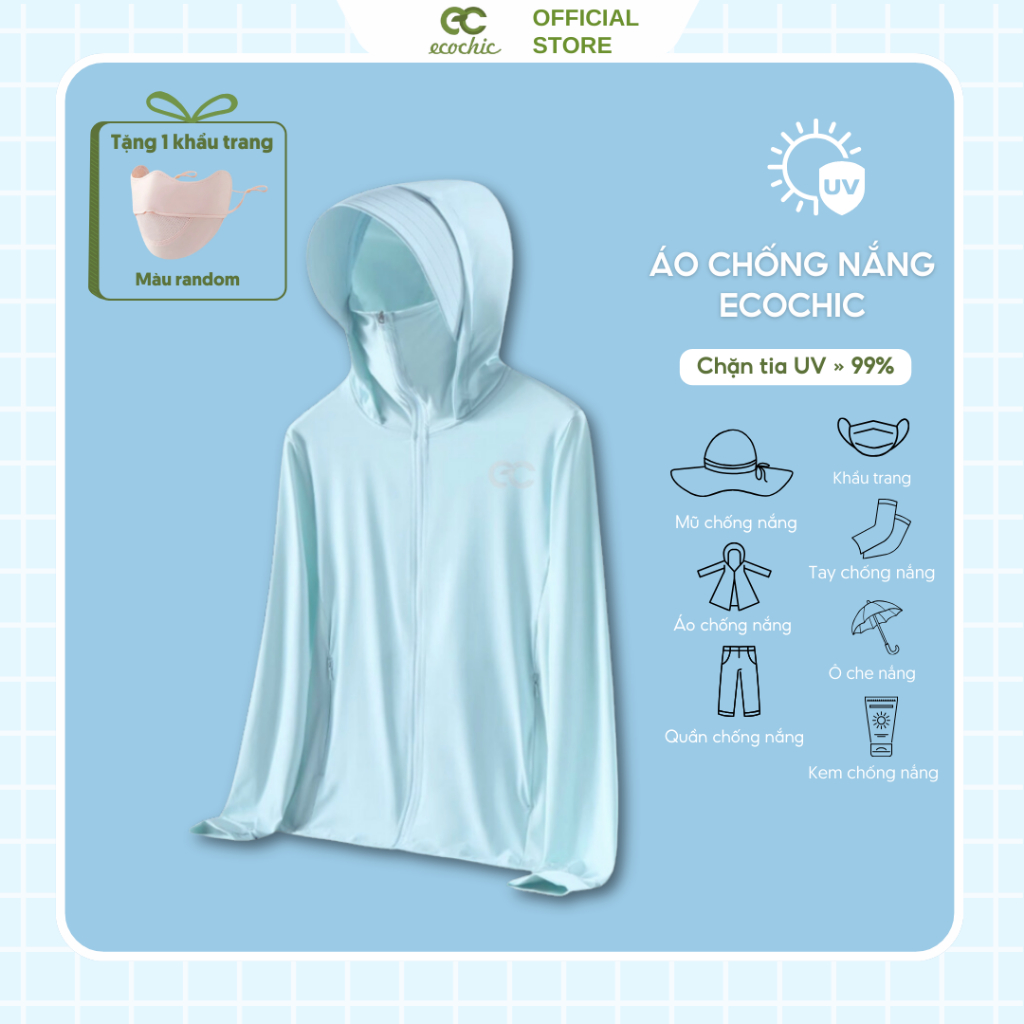Áo Chống Nắng Dáng Ngắn ECOCHIC Chống Tia UV UPF50+ Chất liệu Cao Cấp Thoáng Mát B041