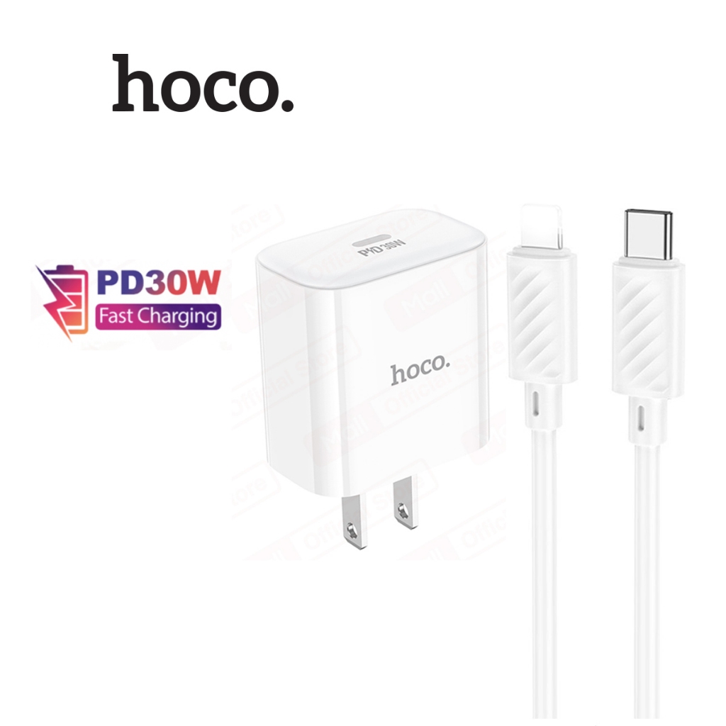 Bộ sạc nhanh PD30W Typec to IP dùng cho 11/12/13/14 Hoco C76 Pro  ,PC + ABS chống cháy,dài 1m chân dẹt
