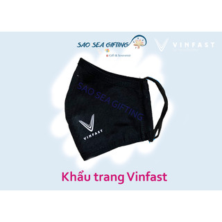 [ Khẩu trang Vinfast đen ] Vải cotton 2 lớp, lọc bụi, thời trang, in logo VF. Vinfast printed black facemask