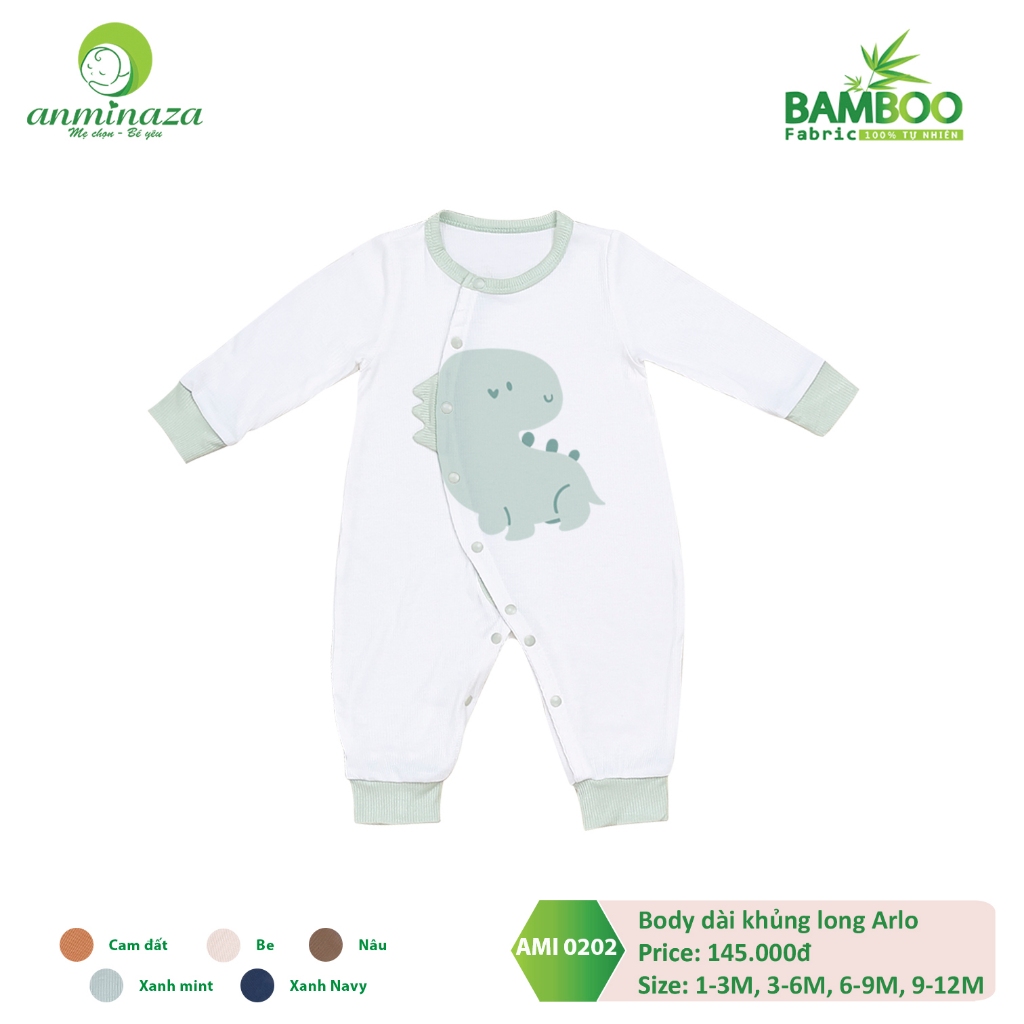 Body Dài Tay Khủng Long Anminaza Vải Sợi Tre Dệt Tăm Mềm Mại Và Co Dãn - Hàng Chính Hãng AMI0202