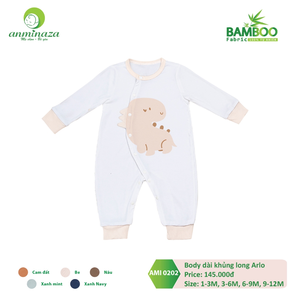 Body Dài Tay Khủng Long Anminaza Vải Sợi Tre Dệt Tăm Mềm Mại Và Co Dãn - Hàng Chính Hãng AMI0202