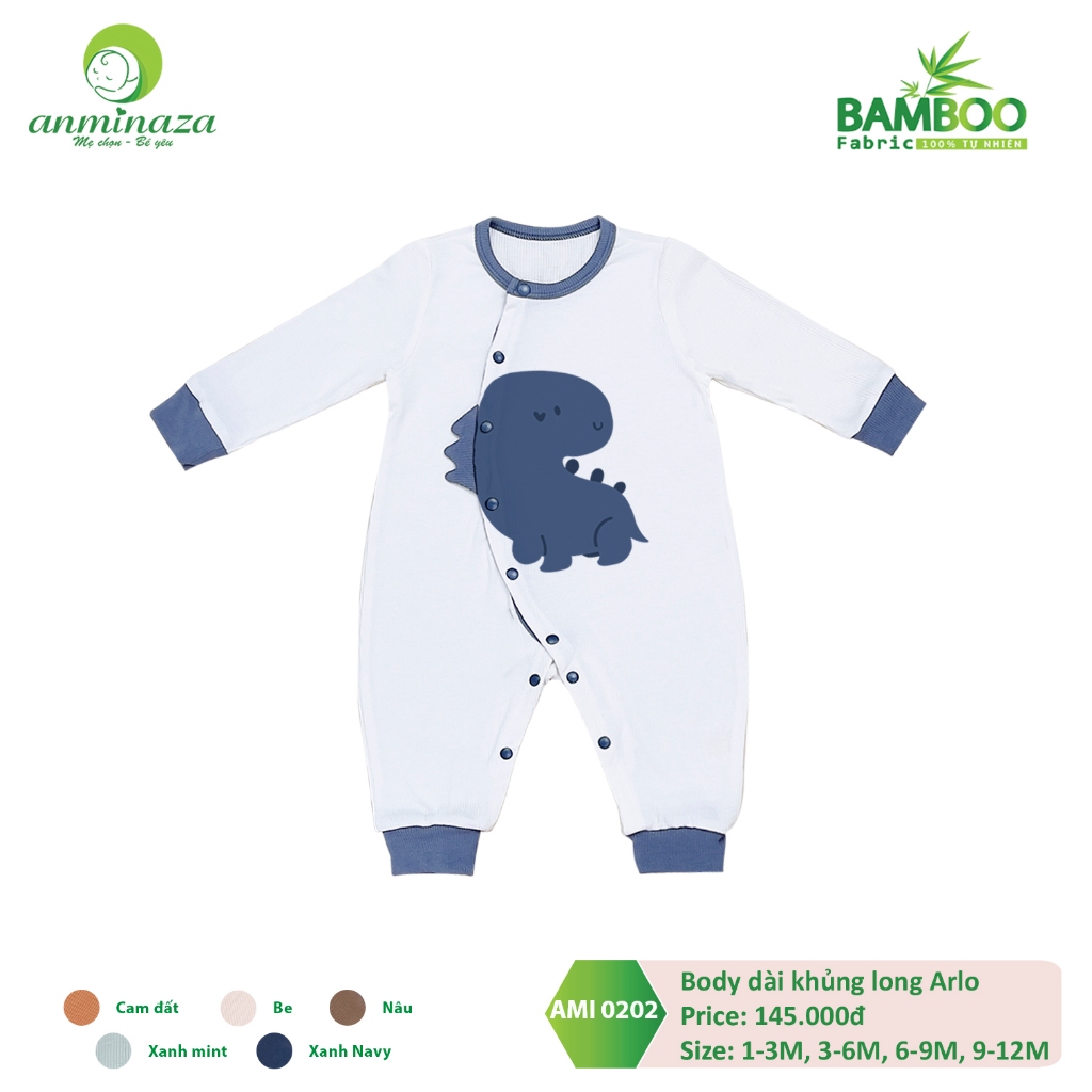 Body Dài Tay Khủng Long Anminaza Vải Sợi Tre Dệt Tăm Mềm Mại Và Co Dãn - Hàng Chính Hãng AMI0202