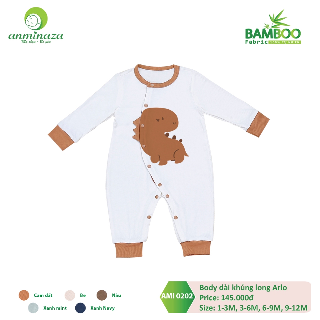 Body Dài Tay Khủng Long Anminaza Vải Sợi Tre Dệt Tăm Mềm Mại Và Co Dãn - Hàng Chính Hãng AMI0202