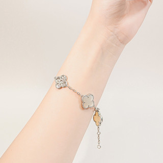 Vòng tay nam nữ LAMY Flower Clover Stone Bracelet Silver 2267