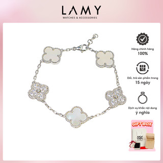 Vòng tay nam nữ LAMY Flower Clover Stone Bracelet Silver 2267