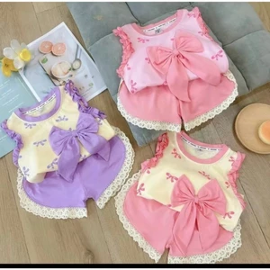 BỘ BA LỖ IN NƠ QUẦN PHỐI REN CHO BÉ GÁI CHẤT CTON