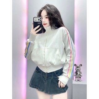 Áo Khoác Nỉ CỔ CAO Tay Phối Nhiều Màu Viền Sọc Họa Tiết CỰC MỚI