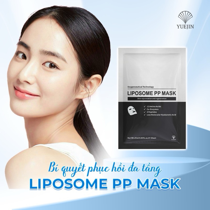 5-10-20 miếng Mặt nạ Yuejin Liposome PP Mask (ĐEN) 25ml hạn 2028 công ty tem phụ (1 hộp 10 miếng) IS427
