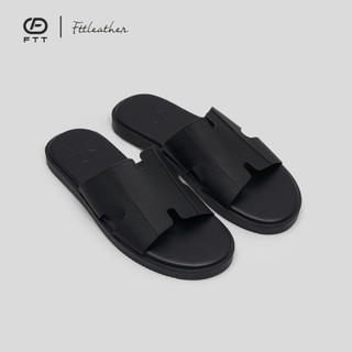 Dép da nam chữ H Fttleather chất liệu da bò dáng trơn đế TPR bền, nhẹ, độ bám tốt Mã D301