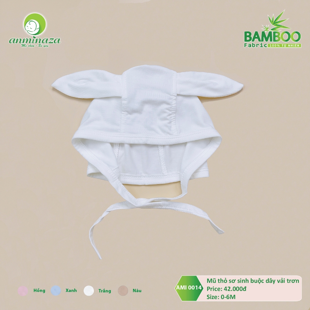 Mũ Sơ Sinh Tai Thỏ Cho Bé 0-6 Tháng Anminaza Vải Sợi Tre Cao Cấp - Hàng Chính Hãng AMI0014Tr