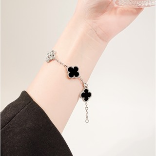 Vòng tay nam nữ LAMY Flower Clover Stone Bracelet Silver 2267