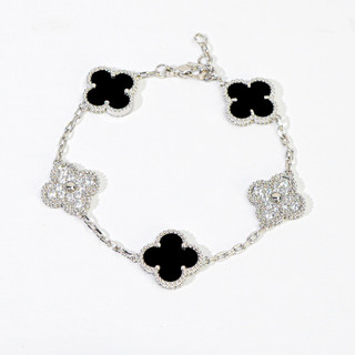Vòng tay nam nữ LAMY Flower Clover Stone Bracelet Silver 2267