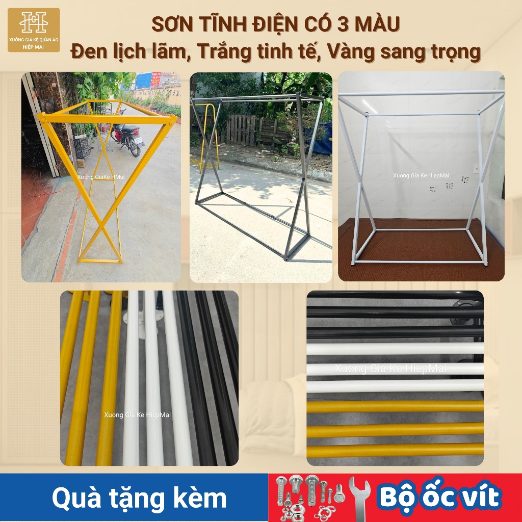 [Hàng Loại 1] Giá treo quần áo chữ X 2 sào treo, Giá treo đôi thép hộp 25. Sơn tĩnh điện 3 màu,đủ size | BigBuy360 - bigbuy360.vn
