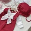 Bodysuit dài tay KÈM MŨ cho bé gái Body thu đông bé gái Áo liền quần NGỰC BÈO KÈM MŨ SLT136