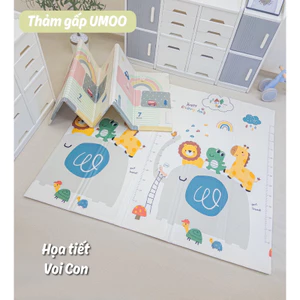 Thảm Umoo gấp gọn mẫu mới- Chống thấm, không bí, an toàn cho bé (size 1m8x2m)