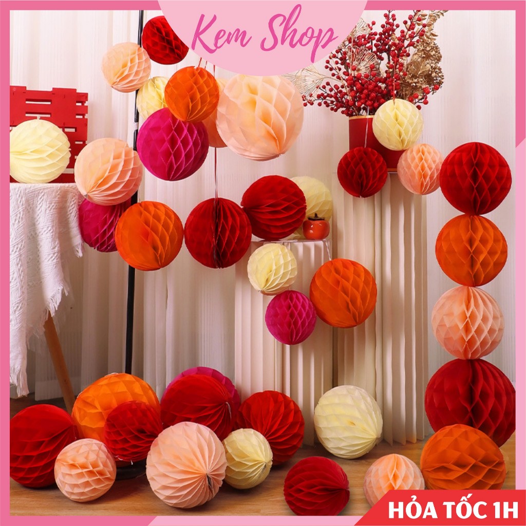 Đèn lồng tổ ong trang trí đám cưới lễ Tết, lễ hội trung thu - Kem Shop K372
