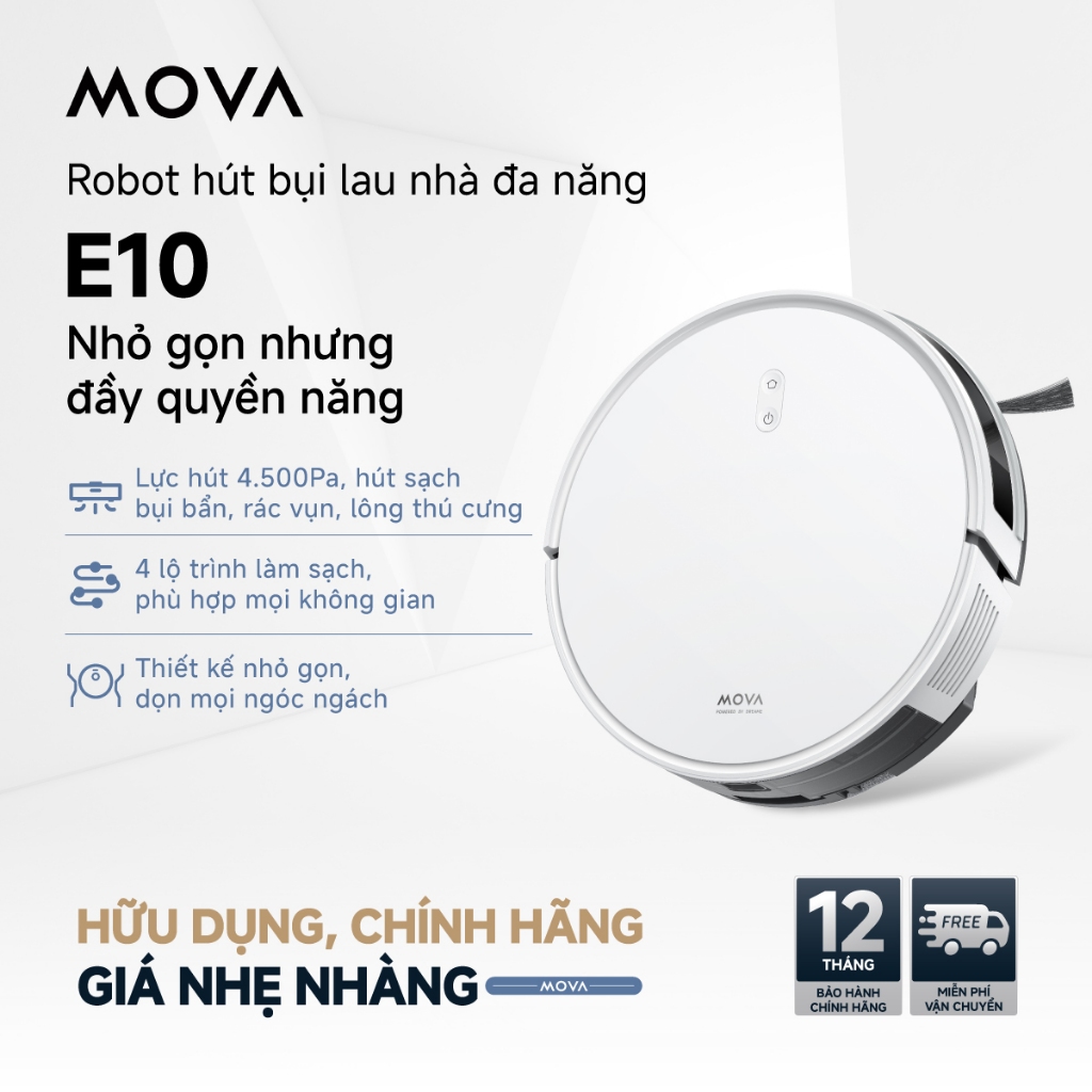 Ảnh Robot hút bụi lau nhà tự làm sạch đa năng Mova E10 | Lực hút 4500Pa - Hàng chính hãng - Bảo hành 12 tháng 1