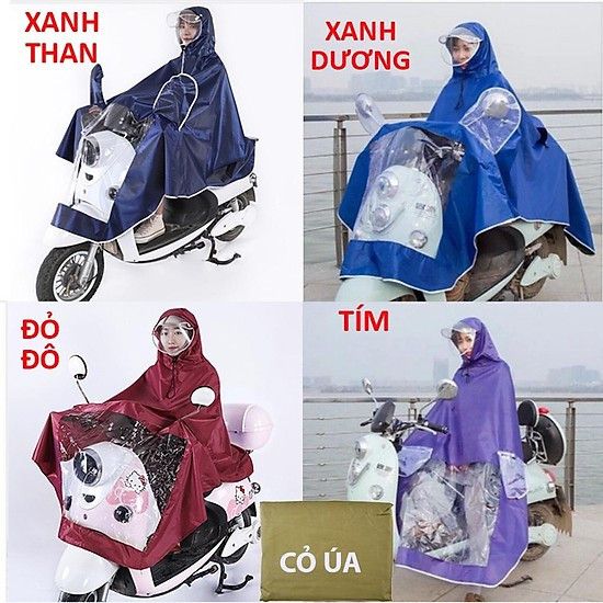[áo mưa 1 đầu]Áo Mưa Đi Xe Máy 1 Người, 2 Người Vải Dù Chống Rách Trùm ...