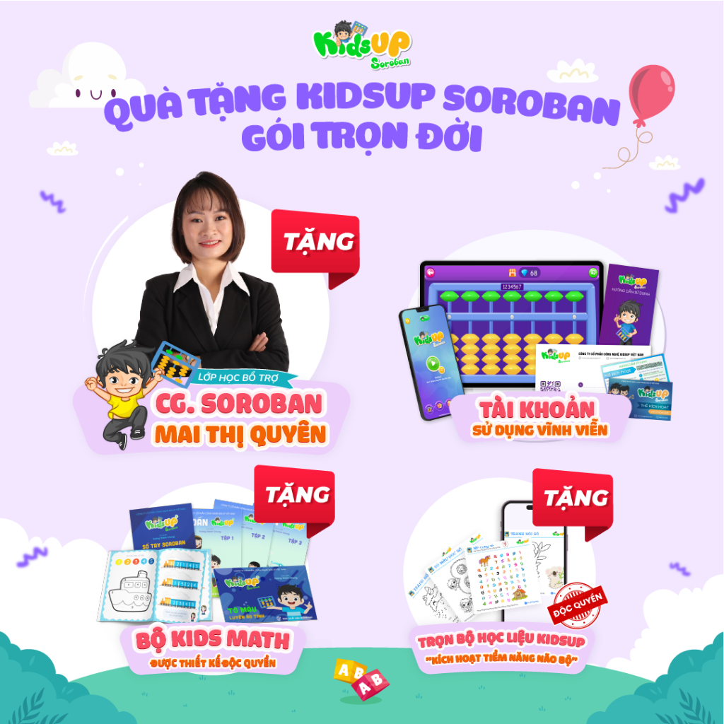 Khóa học Kids UP - KidsUp Soroban Gói Trọn đời Tặng Bút Cảm Ứng