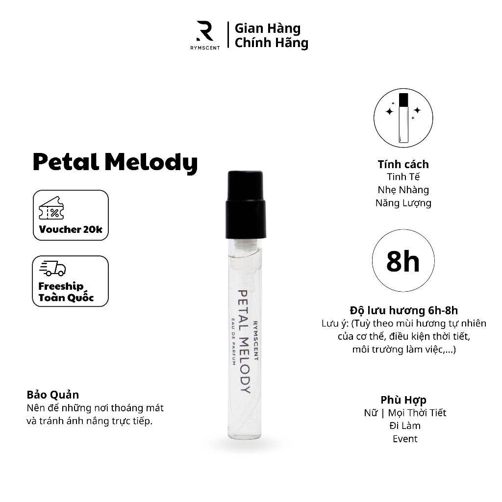 Combo 5 chai 2ml nước hoa RYMSCENT Nữ | Độ lưu hương từ 6h-8h | Dạng xịt.