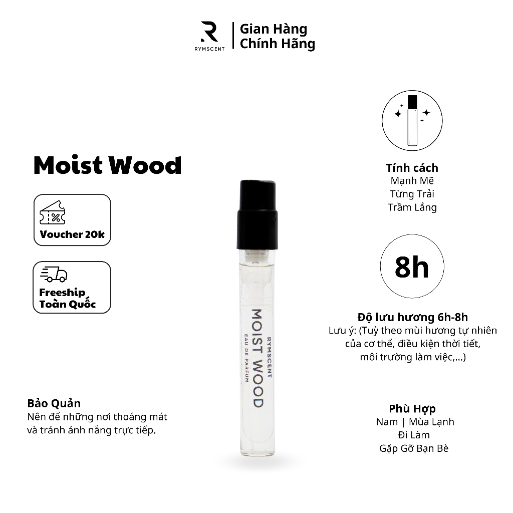 Combo 5 chai 2ml nước hoa RYMSCENT Nam | Độ lưu hương từ 6h-8h | Dạng xịt.