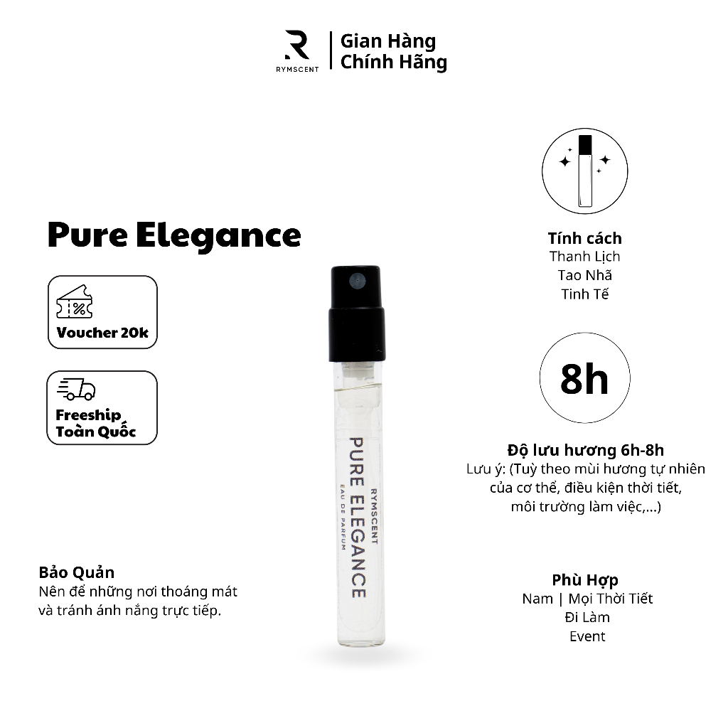 Combo 5 chai 2ml nước hoa RYMSCENT Nam | Độ lưu hương từ 6h-8h | Dạng xịt.