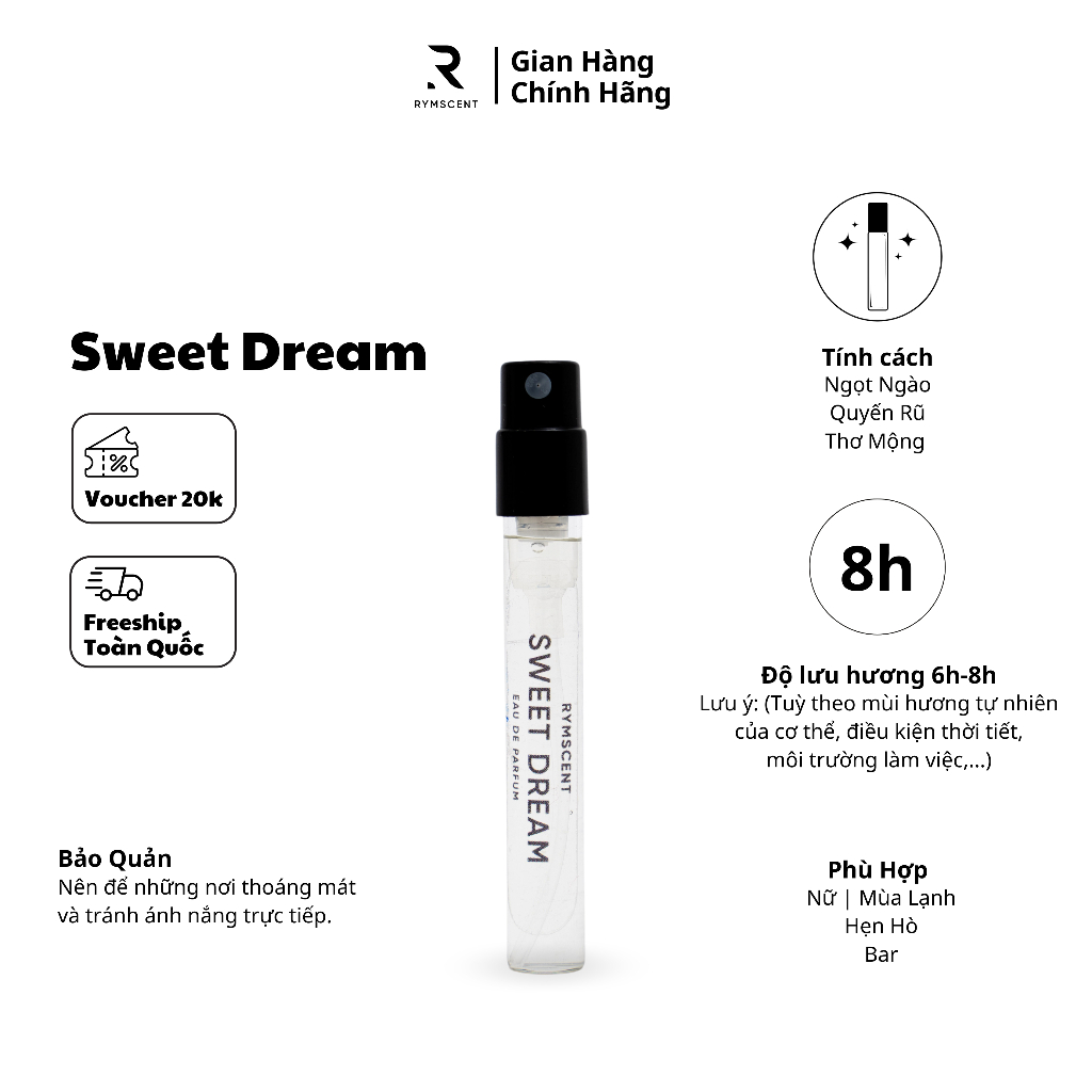 Combo 5 chai 2ml nước hoa RYMSCENT Unisex | Độ lưu hương từ 6h-8h | Dạng xịt.