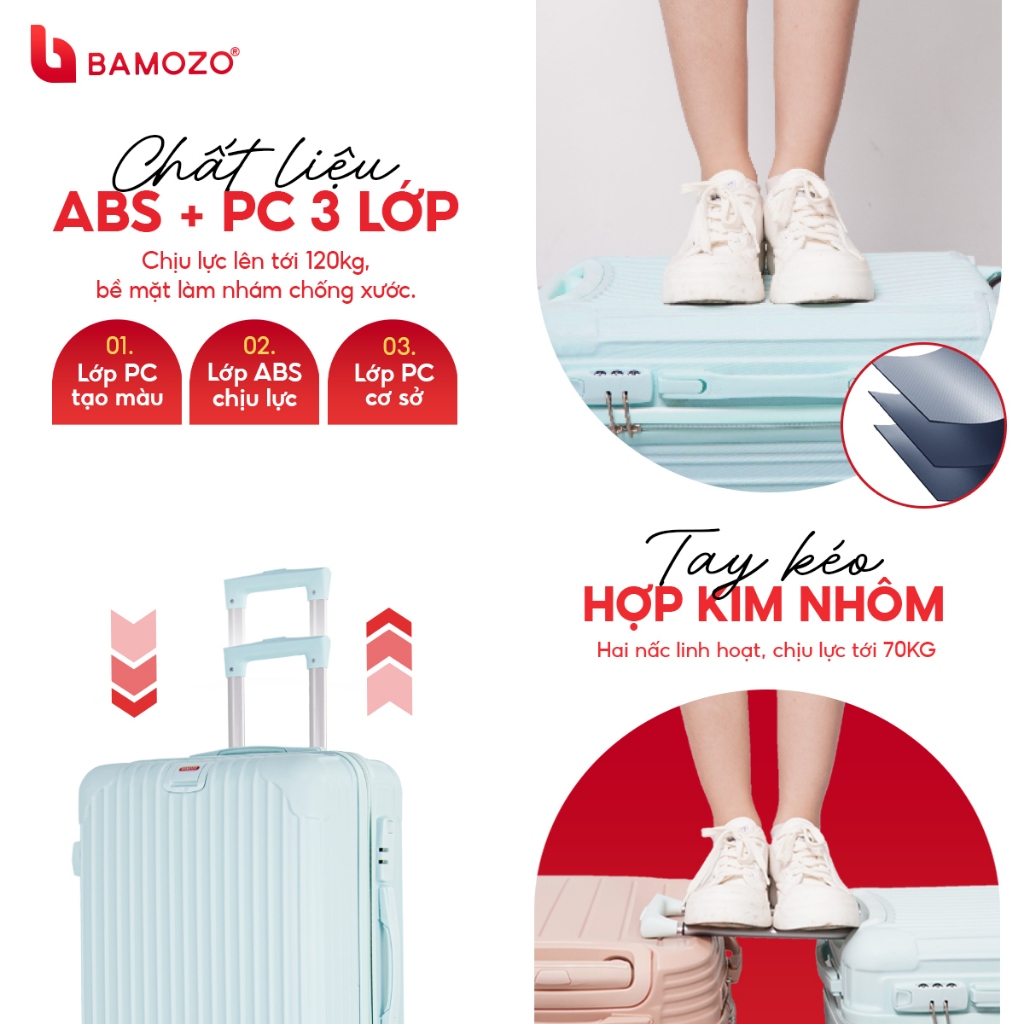 Ảnh Vali Du Lịch Bamozo 8801 Size 20/24 Chất Liệu Nhựa ABS Bền Đẹp Bảo Hành 5 Năm 3