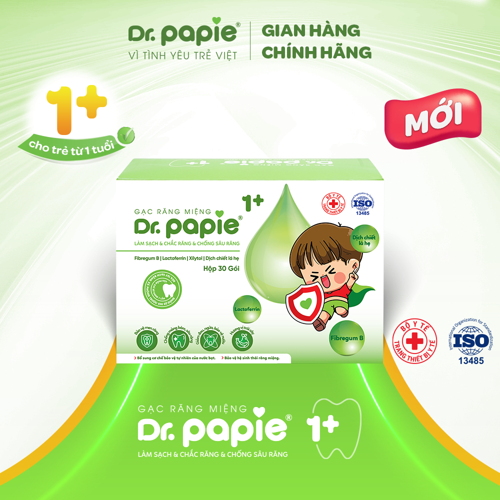 Gạc Rơ Lưỡi răng miệng cho bé DR.PAPIE 1+ 1 tuổi -Làm Sạch Răng, Lưỡi ...