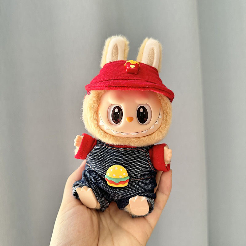 Bộ trang phục yếm và áo năng động cho labubu macaron doll 17cm