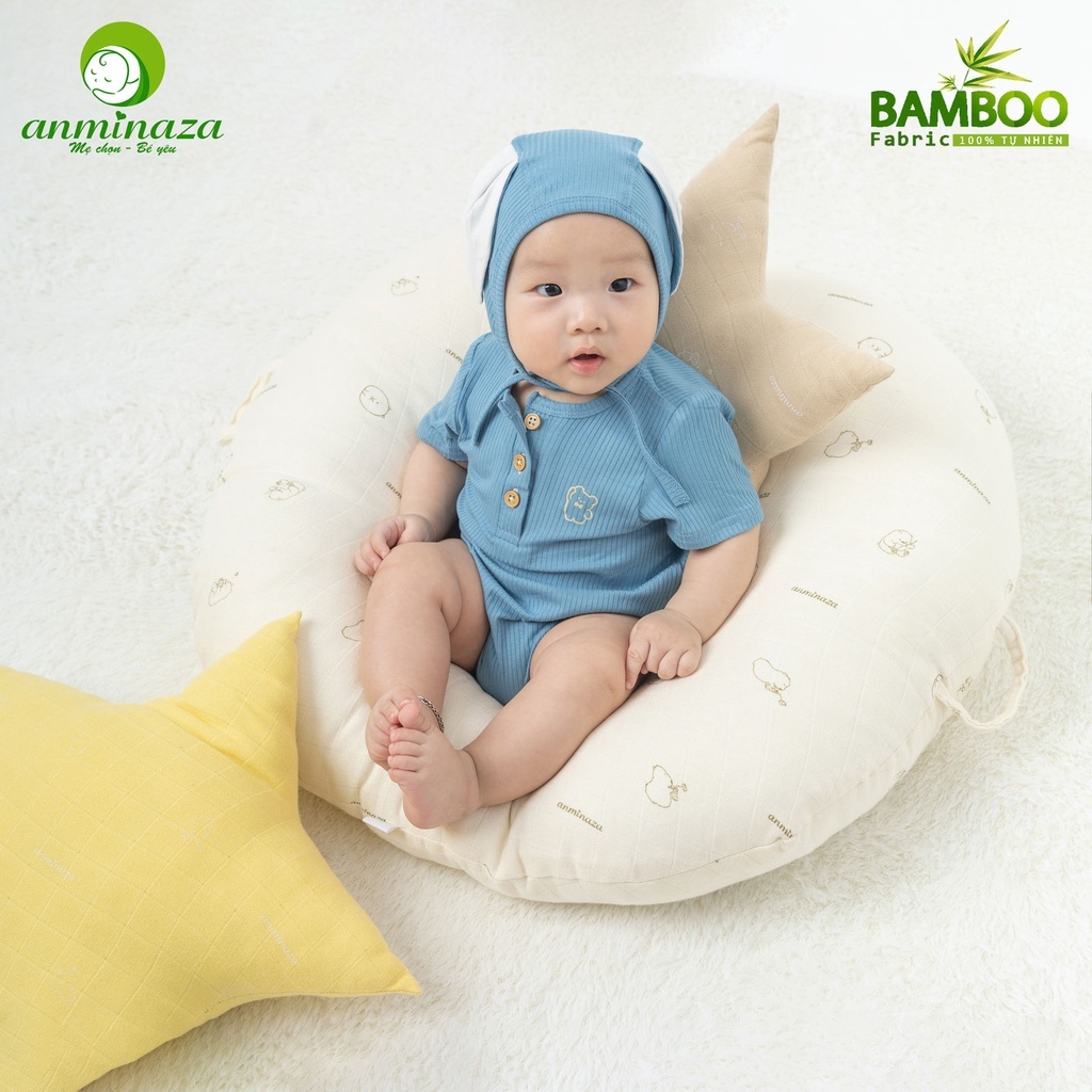 Mũ Tai Gấu,Tai Thỏ Cho Bé 0-6 Tháng Vải Sợi Tre Tăm Cao Cấp - Hàng Chính Hãng MIN0014T,MIN0013T