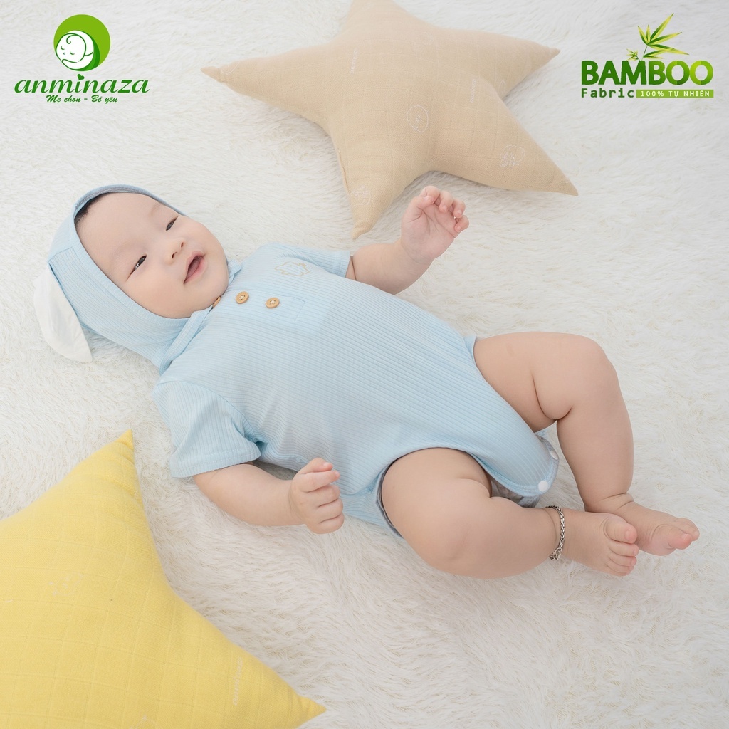 Mũ Tai Gấu,Tai Thỏ Cho Bé 0-6 Tháng Vải Sợi Tre Tăm Cao Cấp - Hàng Chính Hãng MIN0014T,MIN0013T