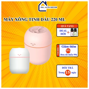 Máy xông tinh dầu mini 220ml khuếch tán tinh dầu phun sương tạo ẩm phòng ngủ, xe hơi - Tặng 2 chai tinh dầu 10ml