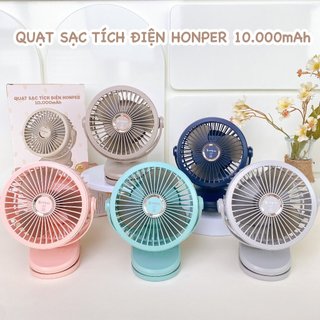 Quạt Sạc Tích Điện Honper 10.000 mAh HP2301 Màu Ghi - Màu Be