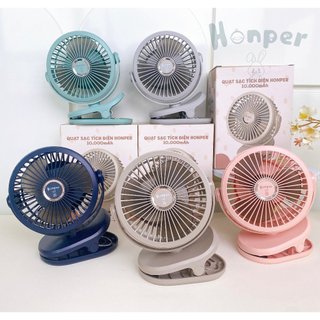 Quạt Sạc Tích Điện Honper 10.000 mAh HP2301 Màu Ghi - Màu Be
