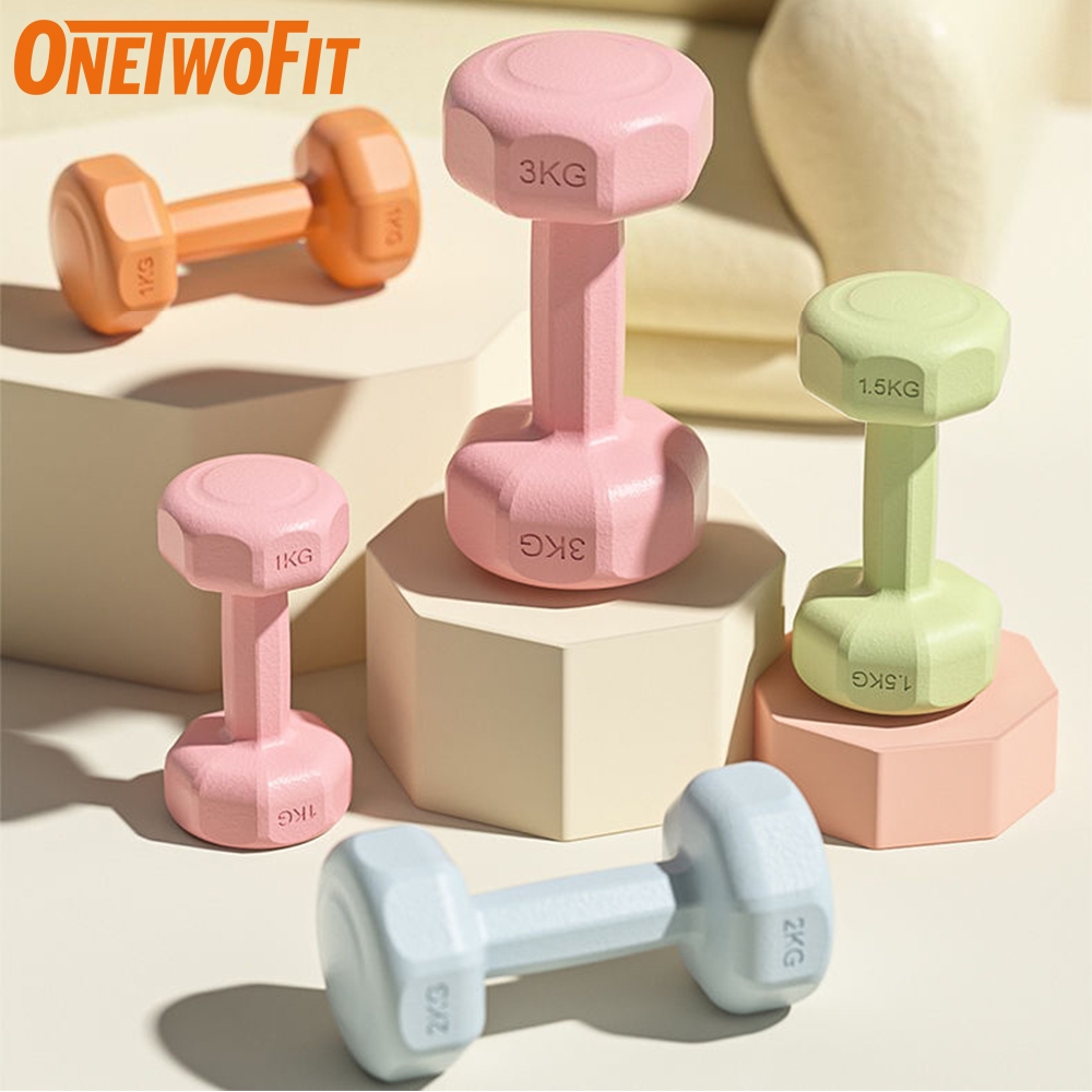 Ảnh OneTwoFit Quả Tạ Tạ tay thể dục nhiều màu 1kg 3kg Thể Dục bọc nhựa cao cấp chống vỡ sàn nhà 1