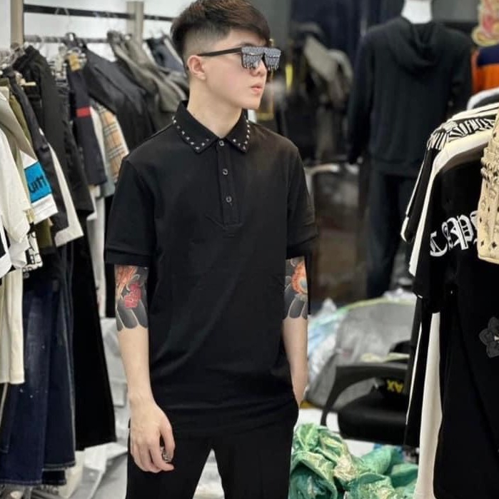 Áo Polo Đính Đá Chất Liệu Cotton Co Giãn 4 Chiều - Áo Polo Phong Cách Boy Phố Hot Trend New 2024