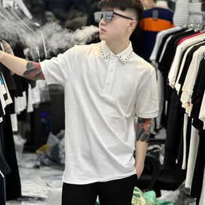 Áo Polo Đính Đá Chất Liệu Cotton Co Giãn 4 Chiều - Áo Polo Phong Cách Boy Phố Hot Trend New 2024