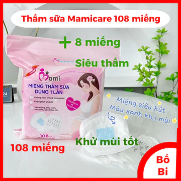 Miếng lót thấm sữa Mamicare túi 108 miếng , thấm sữa mẹ, lót thấm sữa chống tràn - kho sỉ bố bi