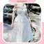 Maxi biển, váy công chúa, áo corset cúp ngực đan dây eo có mút ngực, chân váy dài chất tơ xốp ren bồng bềnh - GEMMY