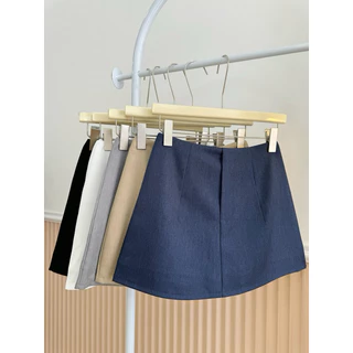 Chân váy ngắn chữ A lưng cao che bụng có quần bảo hộ chất kaki mỏng mềm ít nhăn -MINSHE STORE