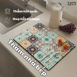 Thảm lót ly thấm nước, thảm thấm hút nước nhanh khô cho nhà bếp chất liệu da Nappa đế cao su chống trượt TULY SHOP