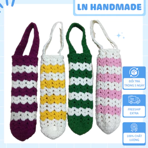 Túi len đựng Ly, Bình giữ nhiệt Handmade- Túi len handmade - LN_Fashion - Móc len Handmade