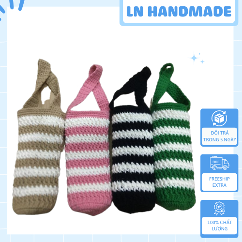 Túi len đựng Ly, Bình giữ nhiệt - Túi handmade - LN_Fashion - Móc len Handmade loại dày