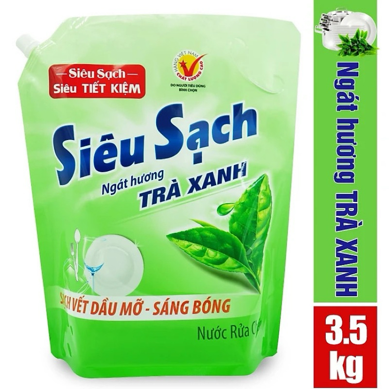 Túi nước rửa chén LIX siêu sạch hương chanh / trà xanh 3.2kg - LIXRC