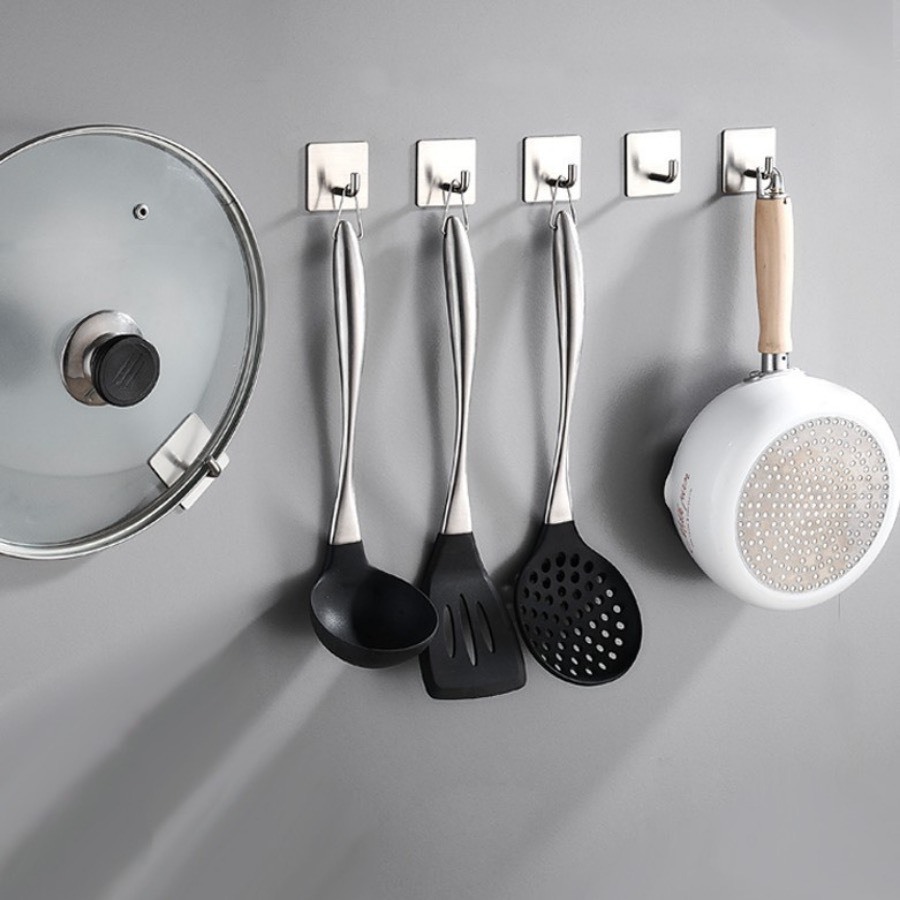 (SET 5) Móc Treo Inox 304 Dán Tường Siêu Dính - Móc L dán tường