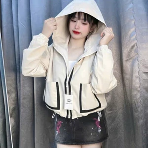 Áo khoác gió Nữ croptop túi vuông hàng thiết kế shop Long